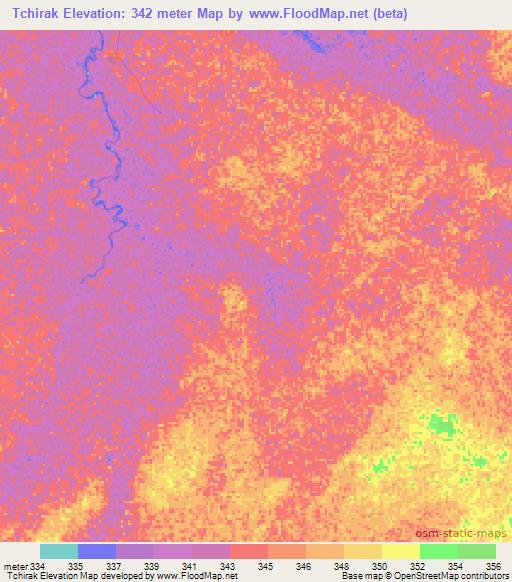 Tchirak,Chad Elevation Map