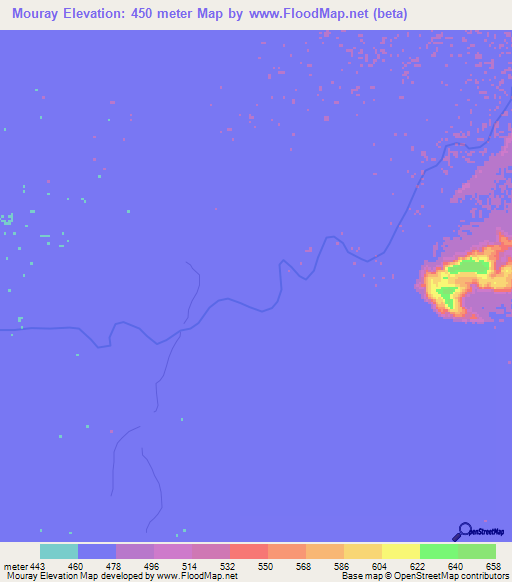 Mouray,Chad Elevation Map
