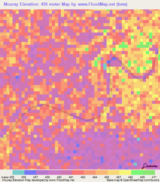 Mouray,Chad Elevation Map