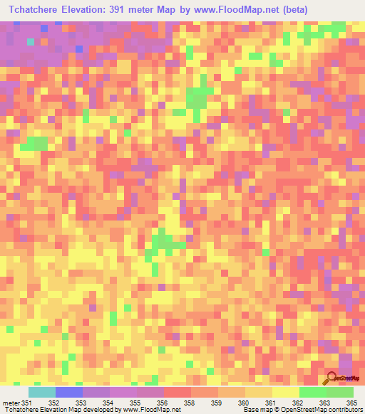 Tchatchere,Chad Elevation Map