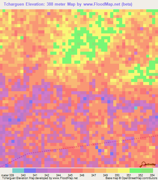 Tcharguen,Chad Elevation Map