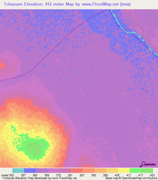 Tchaouen,Chad Elevation Map