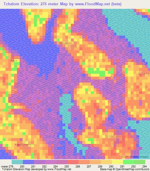 Tchalom,Chad Elevation Map