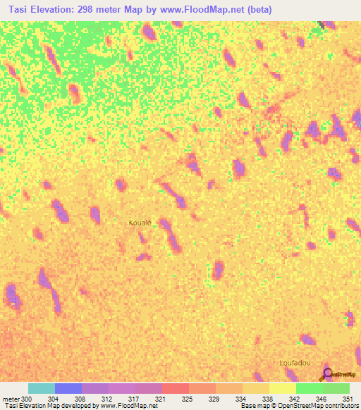 Tasi,Chad Elevation Map