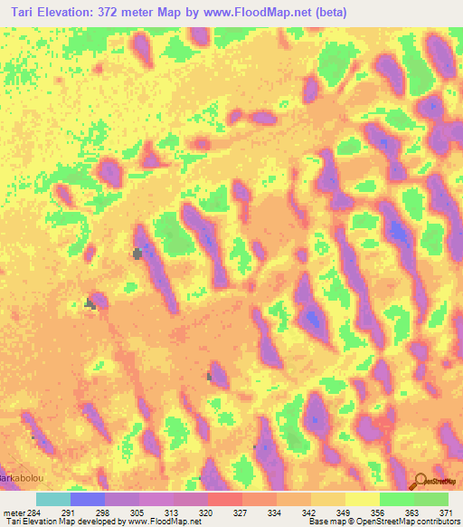 Tari,Chad Elevation Map