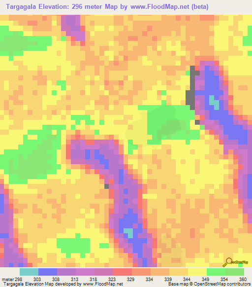 Targagala,Chad Elevation Map