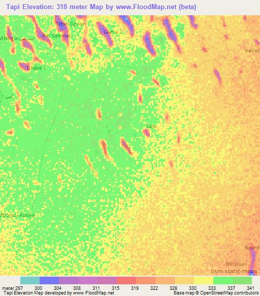 Tapi,Chad Elevation Map