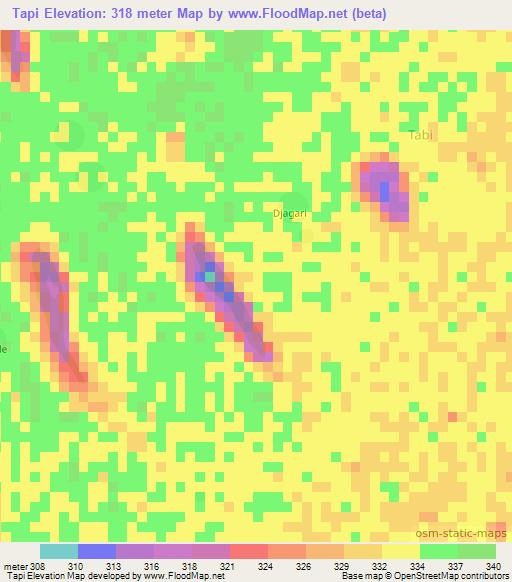 Tapi,Chad Elevation Map