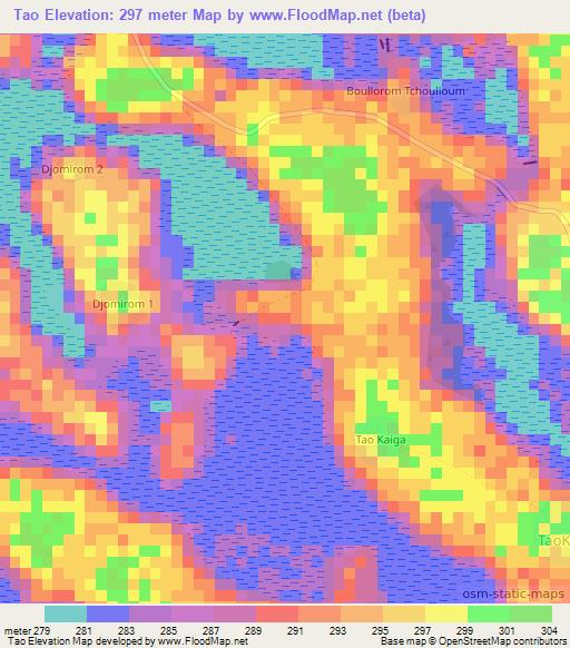 Tao,Chad Elevation Map