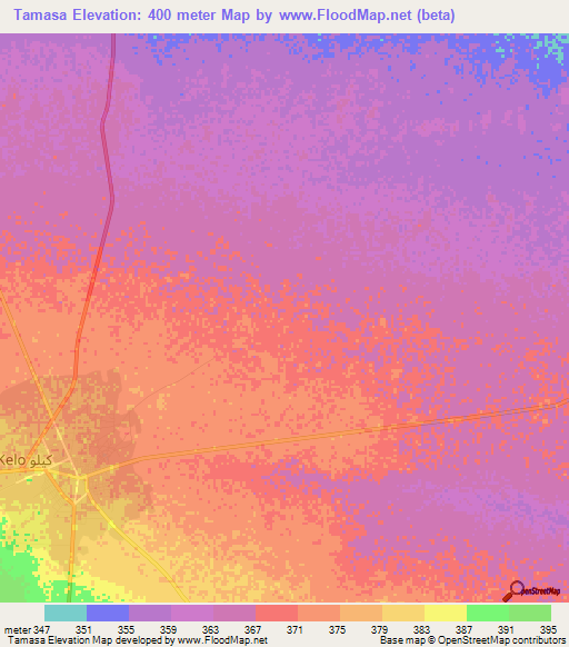 Tamasa,Chad Elevation Map