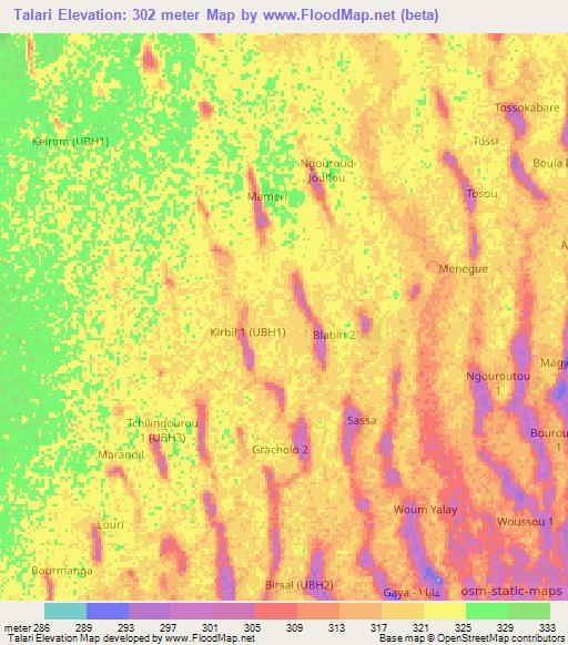 Talari,Chad Elevation Map