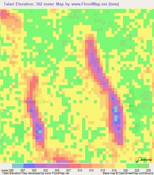 Talari,Chad Elevation Map