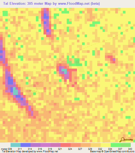 Tal,Chad Elevation Map