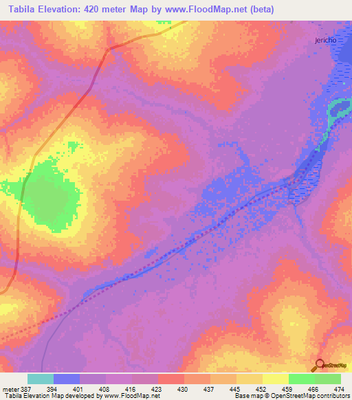 Tabila,Chad Elevation Map