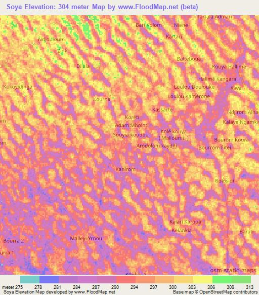 Soya,Chad Elevation Map