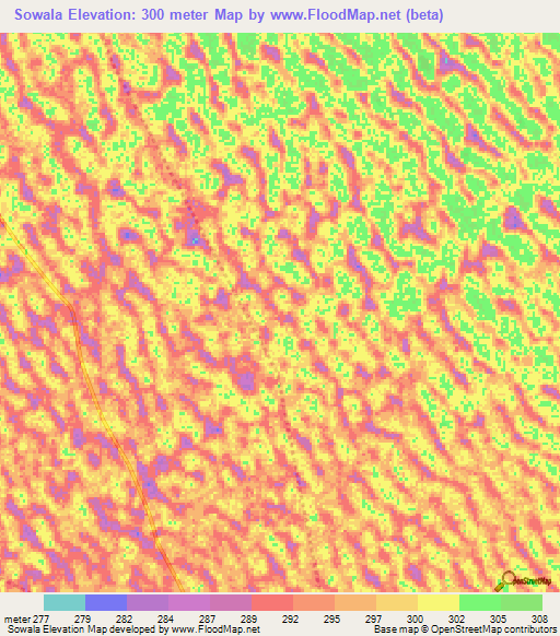 Sowala,Chad Elevation Map