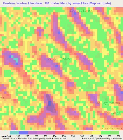 Dordom Soutoa,Chad Elevation Map
