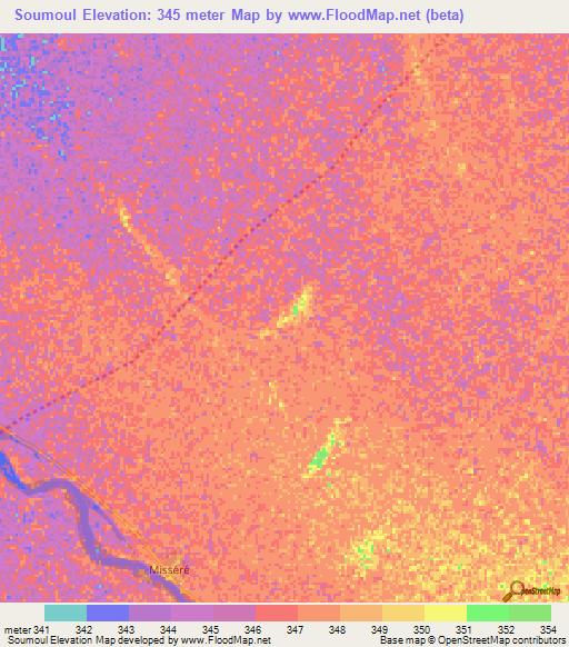 Soumoul,Chad Elevation Map