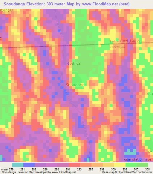 Sooudanga,Chad Elevation Map