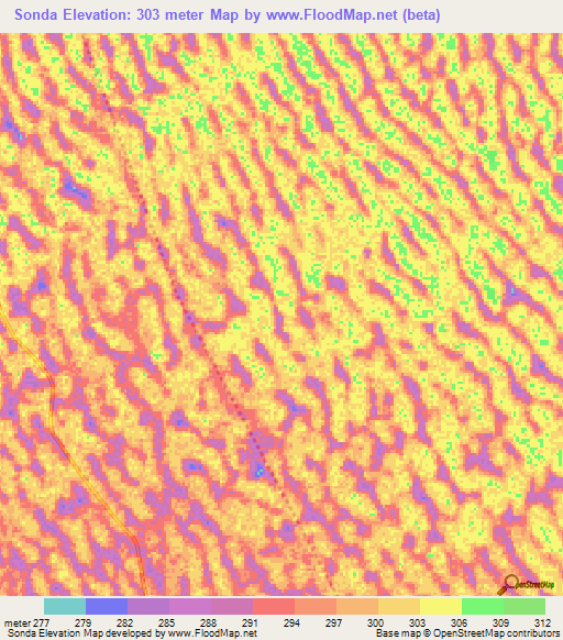 Sonda,Chad Elevation Map