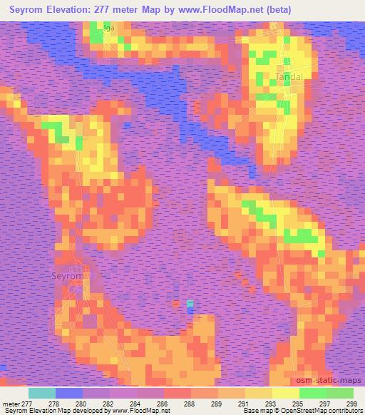 Seyrom,Chad Elevation Map