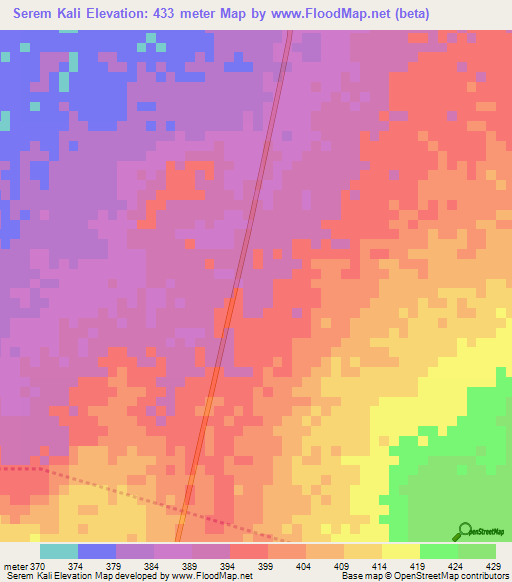Serem Kali,Chad Elevation Map
