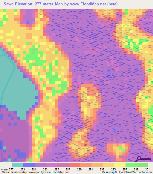 Sawa,Chad Elevation Map