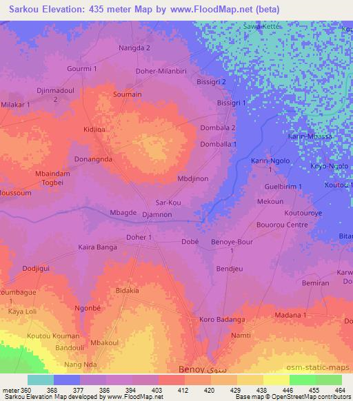 Sarkou,Chad Elevation Map