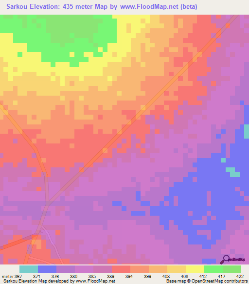 Sarkou,Chad Elevation Map