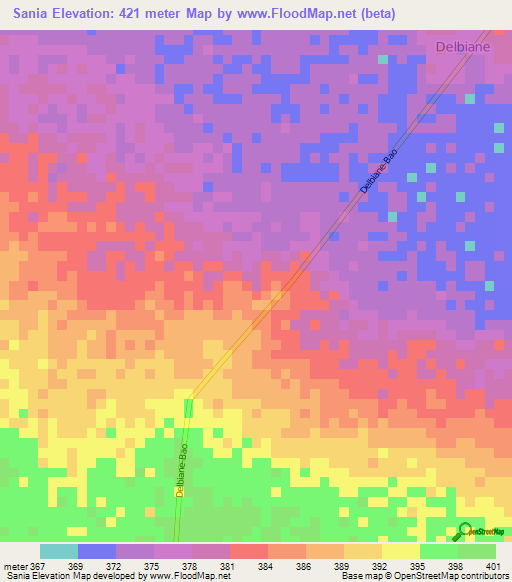 Sania,Chad Elevation Map