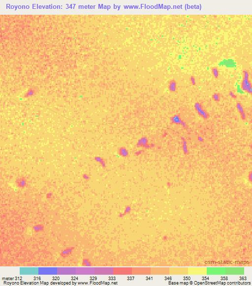 Royono,Chad Elevation Map