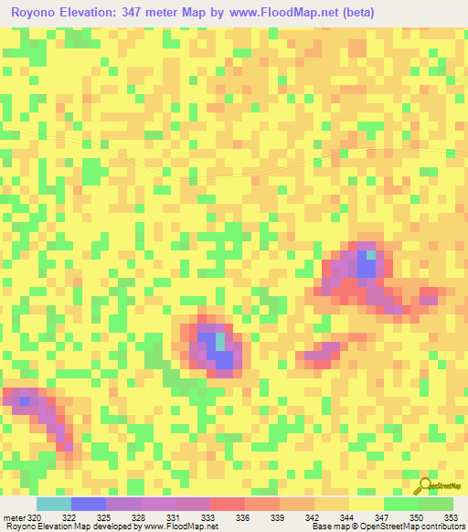Royono,Chad Elevation Map
