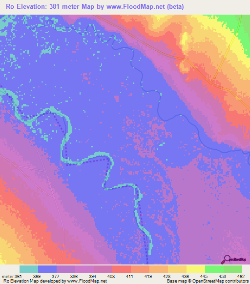 Ro,Chad Elevation Map