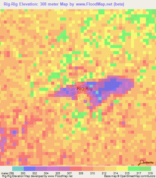 Rig-Rig,Chad Elevation Map