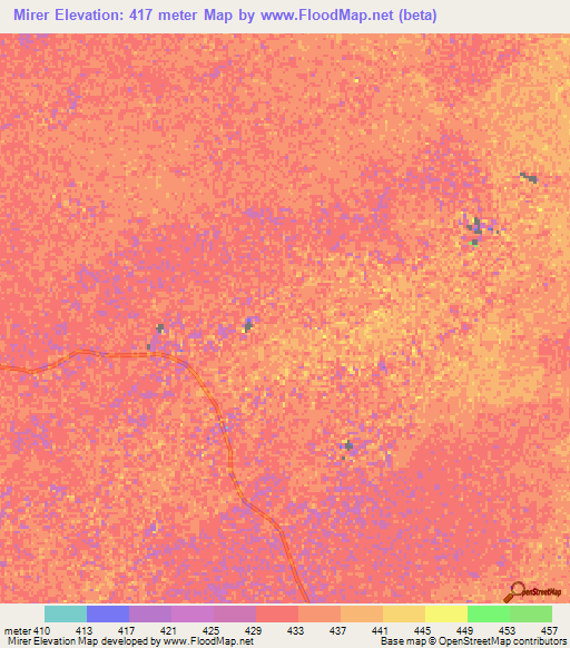 Mirer,Chad Elevation Map