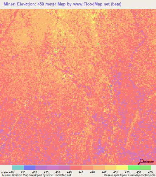 Mineri,Chad Elevation Map