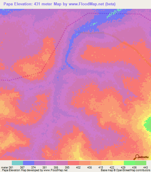 Papa,Chad Elevation Map