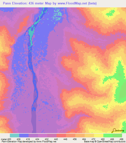 Pann,Chad Elevation Map