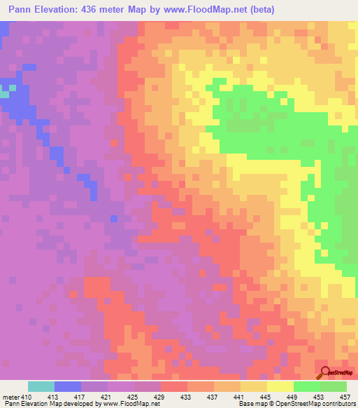 Pann,Chad Elevation Map