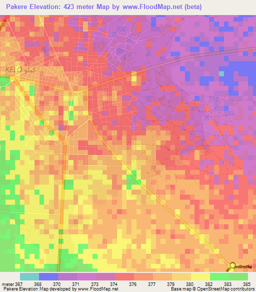 Pakere,Chad Elevation Map