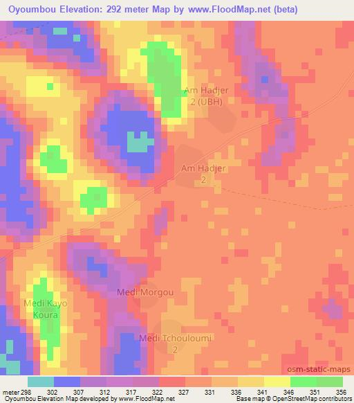 Oyoumbou,Chad Elevation Map