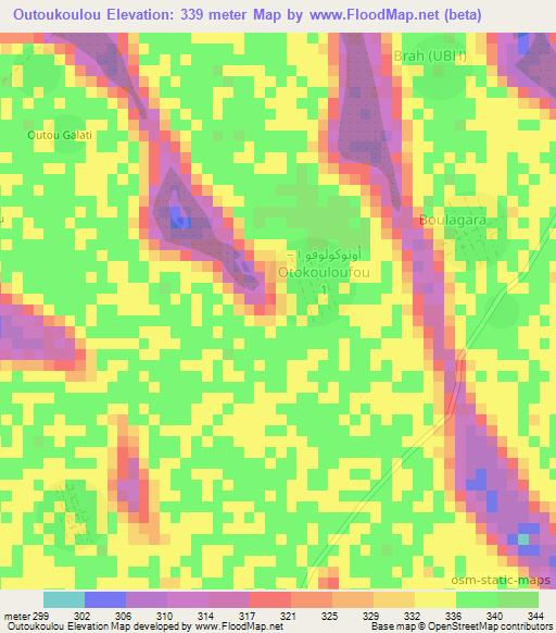 Outoukoulou,Chad Elevation Map