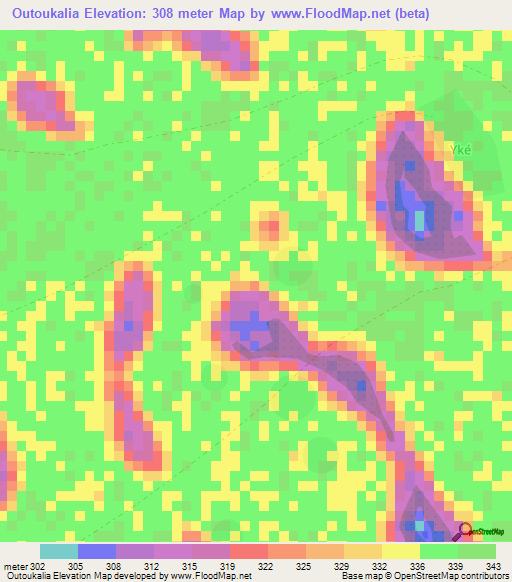 Outoukalia,Chad Elevation Map