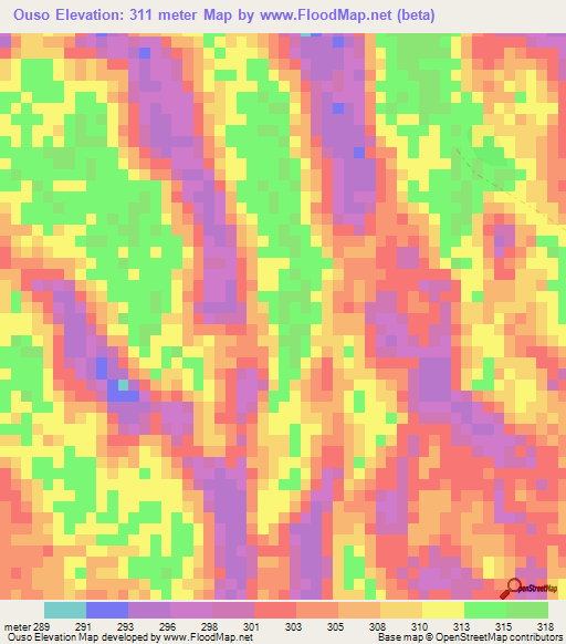 Ouso,Chad Elevation Map