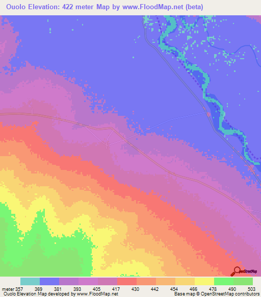 Ouolo,Chad Elevation Map