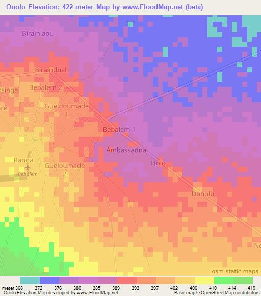 Ouolo,Chad Elevation Map