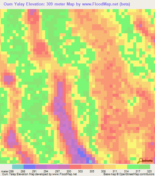 Oum Yalay,Chad Elevation Map