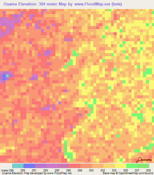 Ouama,Chad Elevation Map