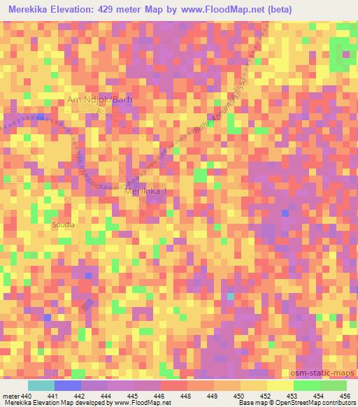 Merekika,Chad Elevation Map