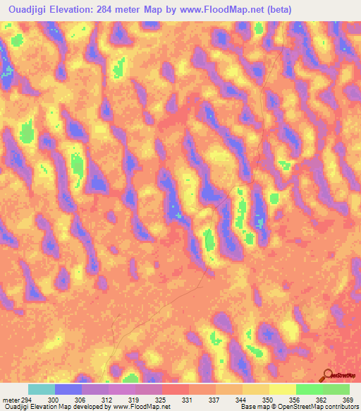 Ouadjigi,Chad Elevation Map